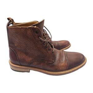 TAFT Brown Boots Pebbled Leather EU 42 US Mens 9 Handmade Spain Ankle Height